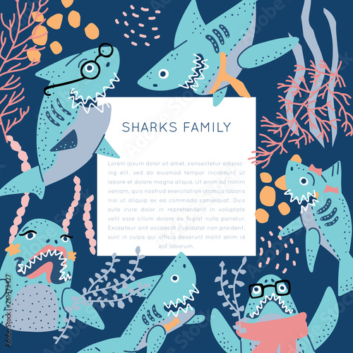 Sharks Family vector set