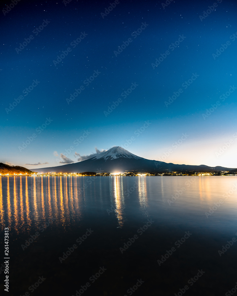 Mount Fuji under the stars