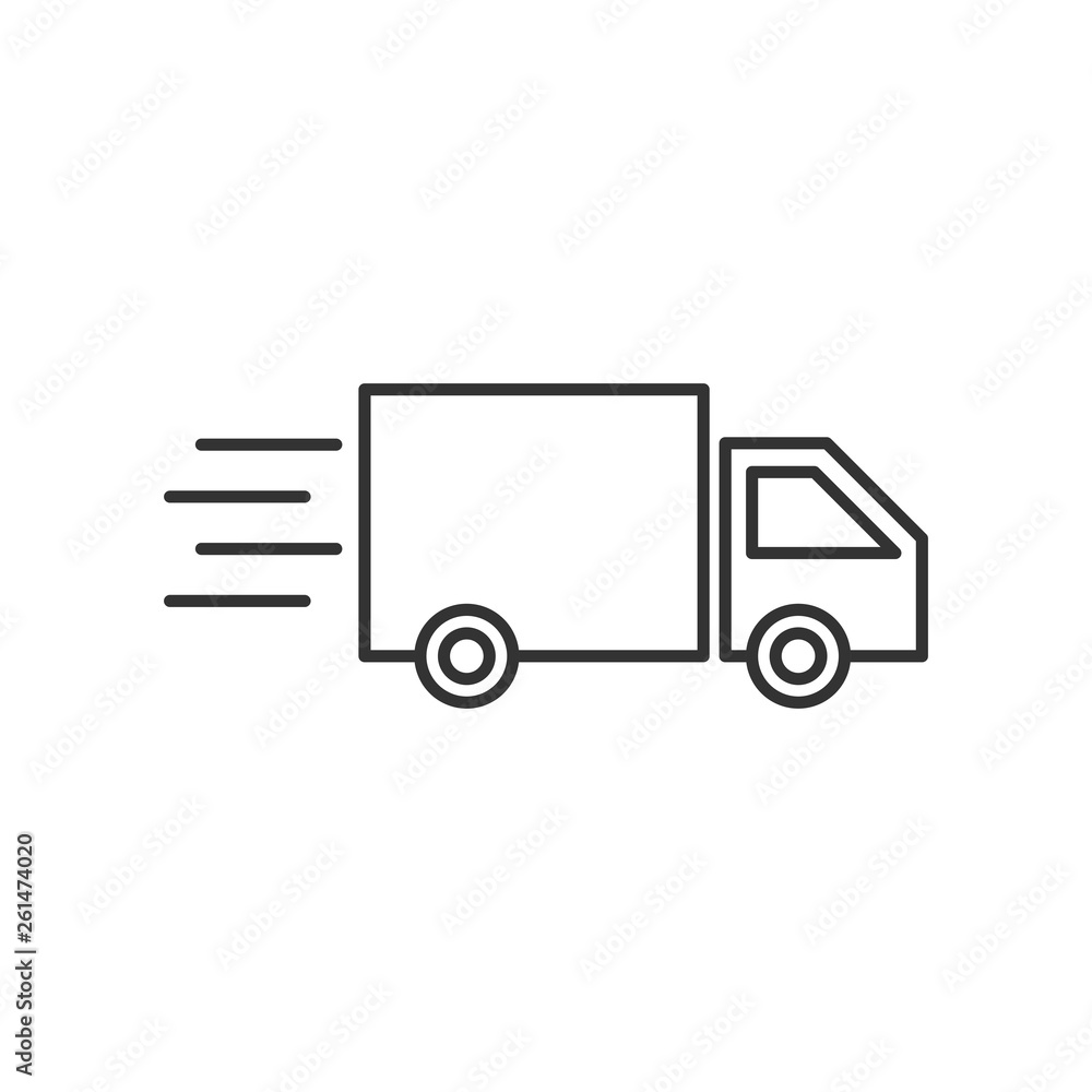Delivery truck sign icon in flat style. Van vector illustration on white isolated background. Cargo car business concept. Delivery truck sign icon in flat style. Van vector illustration on white isolated background. Cargo car business concept.