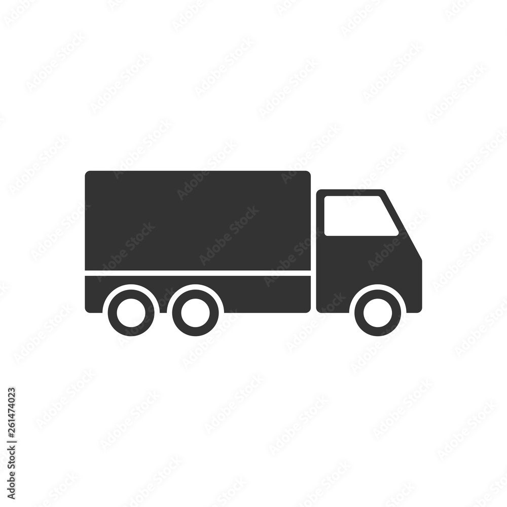 Delivery truck sign icon in flat style. Van vector illustration on white isolated background. Cargo car business concept. Delivery truck sign icon in flat style. Van vector illustration on white isolated background. Cargo car business concept.