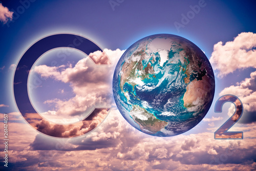 Fototapeta Naklejka Na Ścianę i Meble -  Presence of CO2 in the atmosphere - concept image with an Earth image.