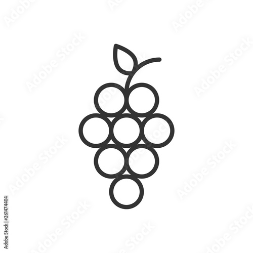 Grape fruits sign icon in flat style. Grapevine vector illustration on white isolated background. Wine grapes business concept.