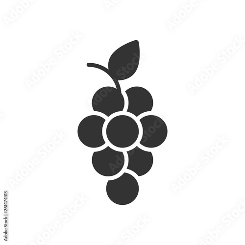Grape fruits sign icon in flat style. Grapevine vector illustration on white isolated background. Wine grapes business concept.