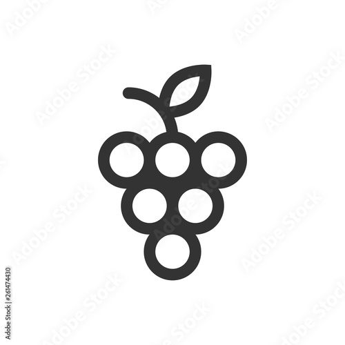 Grape fruits sign icon in flat style. Grapevine vector illustration on white isolated background. Wine grapes business concept.