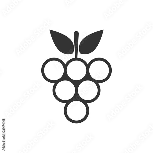 Grape fruits sign icon in flat style. Grapevine vector illustration on white isolated background. Wine grapes business concept.