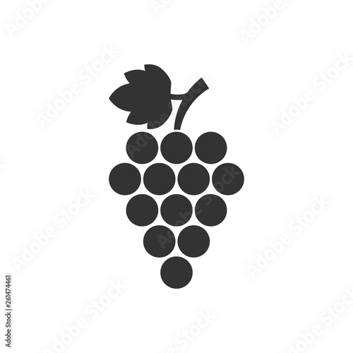 Grape fruits sign icon in flat style. Grapevine vector illustration on white isolated background. Wine grapes business concept.