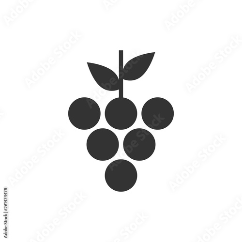 Grape fruits sign icon in flat style. Grapevine vector illustration on white isolated background. Wine grapes business concept.