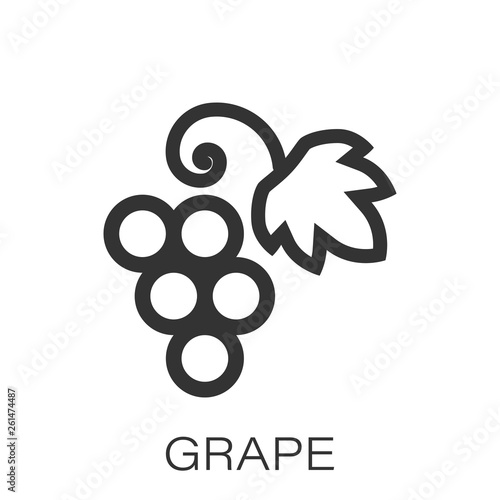 Grape fruits sign icon in flat style. Grapevine vector illustration on white isolated background. Wine grapes business concept.