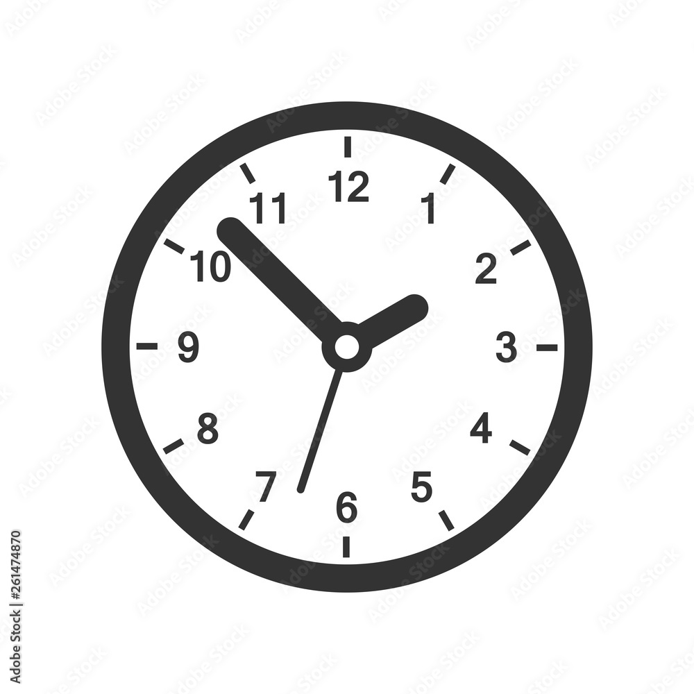 Clock sign icon in flat style. Time management vector illustration on white isolated background. Timer business concept. Clock sign icon in flat style. Time management vector illustration on white isolated background. Timer business concept.