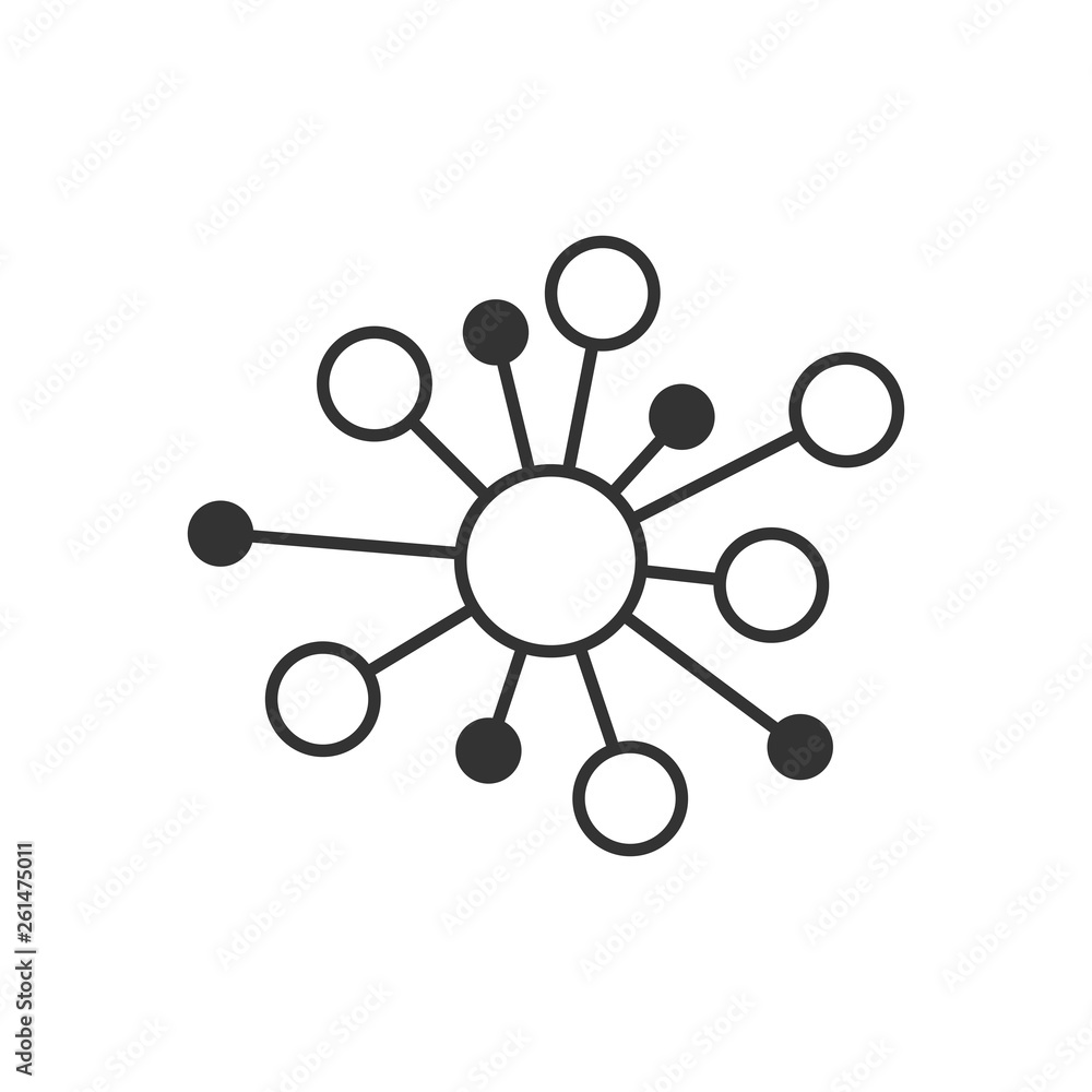 Hub network connection sign icon in flat style. Dna molecule vector illustration on white isolated background. Atom business concept. Hub network connection sign icon in flat style. Dna molecule vector illustration on white isolated background. Atom business concept.