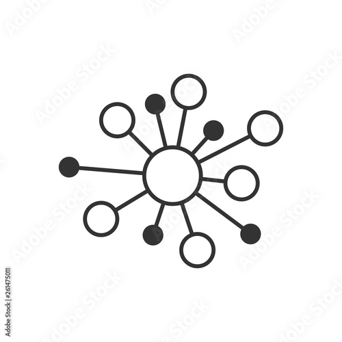 Hub network connection sign icon in flat style. Dna molecule vector illustration on white isolated background. Atom business concept.