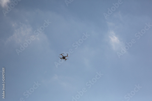 Flying the copter in the sky and clouds
