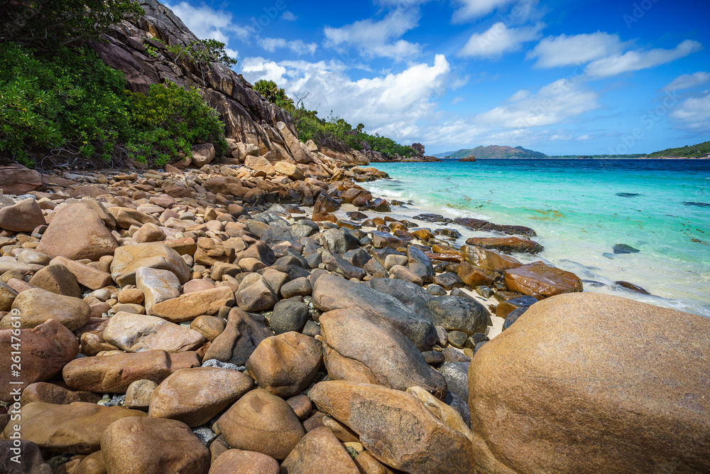 A lot of granite rocks on a coast on the seychelles 29 A lot of granite rocks on a coast on the seychelles 29