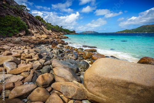 A lot of granite rocks on a coast on the seychelles 30