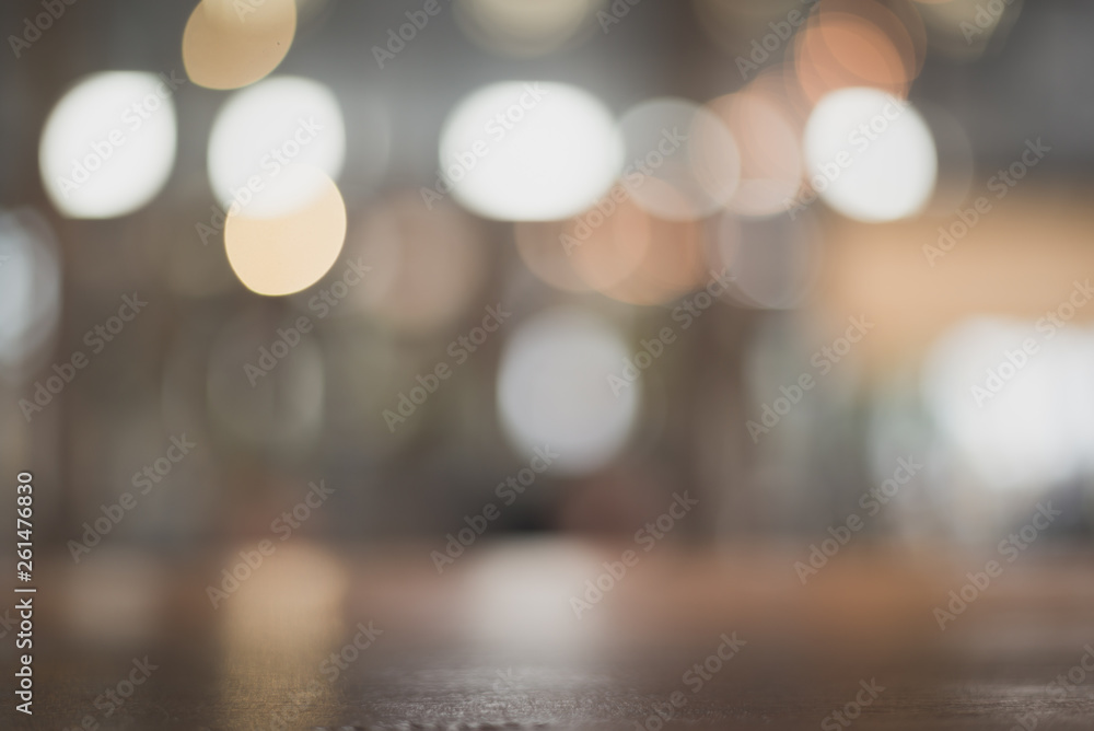 wooden table on light bokeh background in the restaurant wooden table on light bokeh background in the restaurant