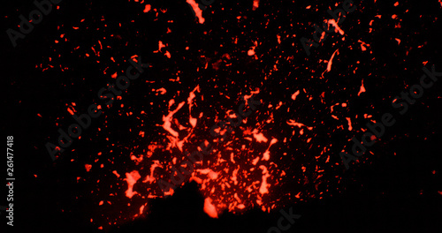 CLOSE UP: Detailed shot of an intense volcanic eruption of powerful Mount Yasur.