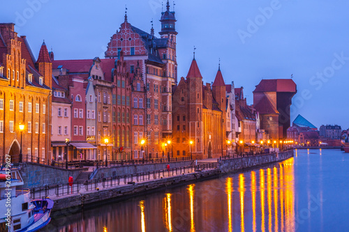 Old town in Gdansk at night. Poland 