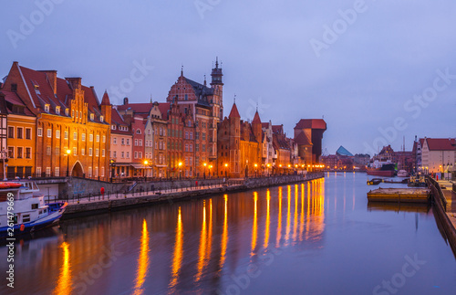 Old town in Gdansk at night. Poland 