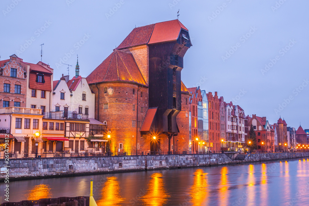 Naklejka premium Old town in Gdansk at night. Poland 