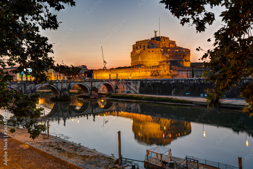 A view of Castel Sant Angelo at sunset time