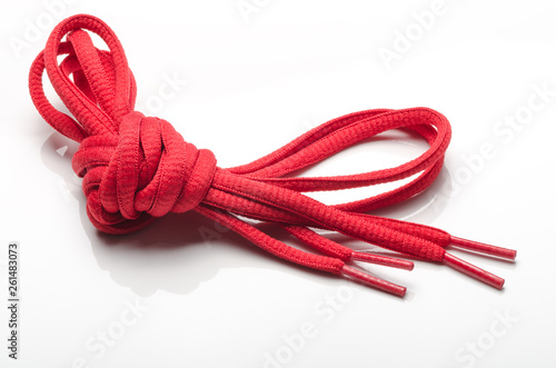 shoelaces or shoestrings on white background