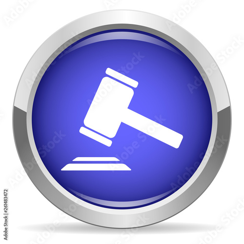 Auction icon. Round bright blue button.