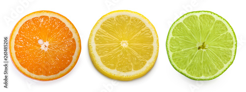 citrus slice, orange, lemon, lime, isolated on white background