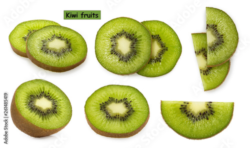 kiwi slices isolated on white background