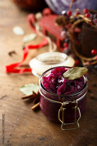 Homemade pickled red cabbage