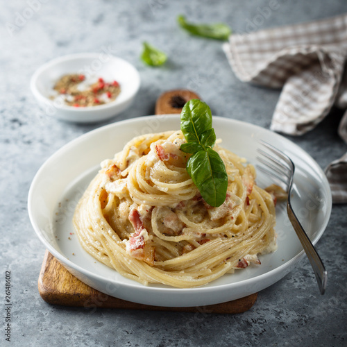 Fényképezés Homemade pasta Carbonara