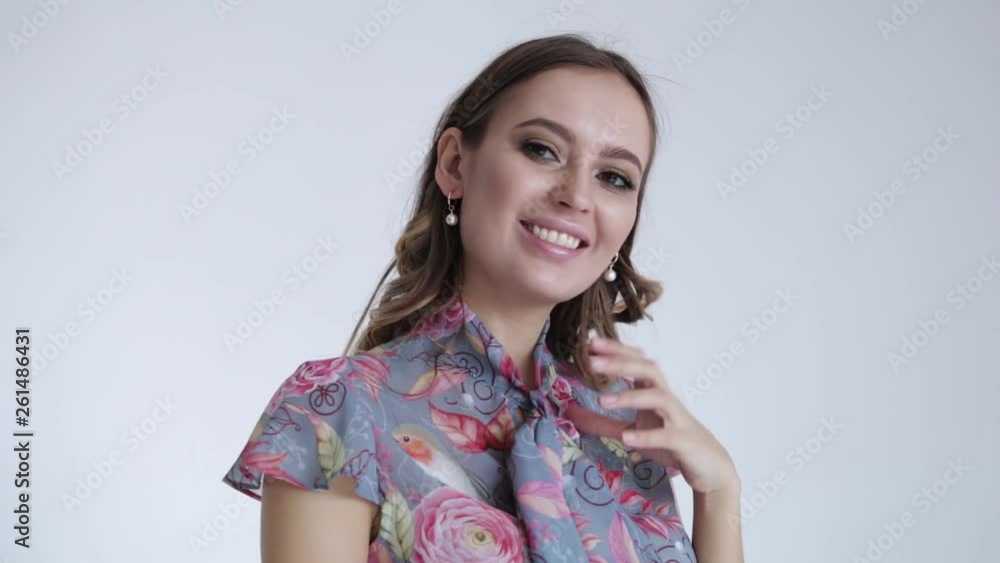 Sexy woman model posing , girl stroking her hair smiling and having fun Sexy woman model posing , girl stroking her hair smiling and having fun