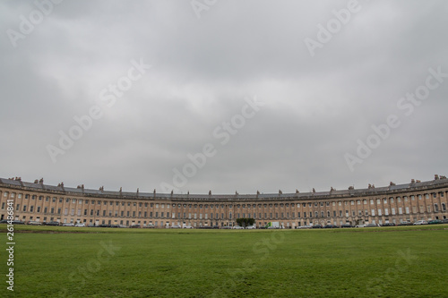 Royal crescent in Bath with luxurious flats front view