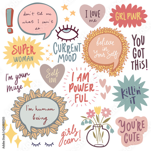 Motivation Quotes Lettering Design Set