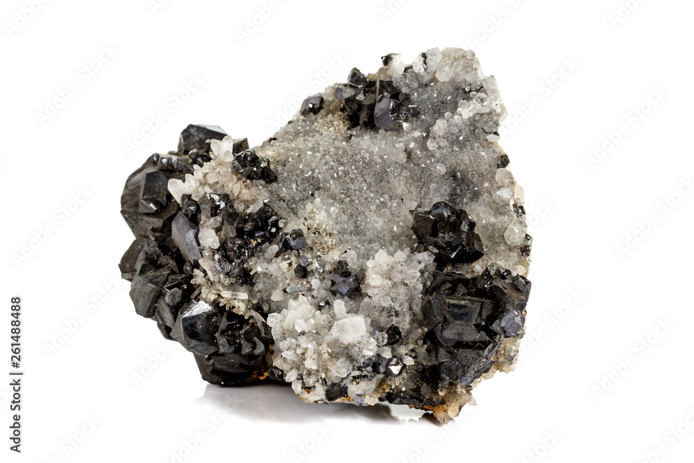 Macro stone mineral Galena on white background Macro stone mineral Galena on white background