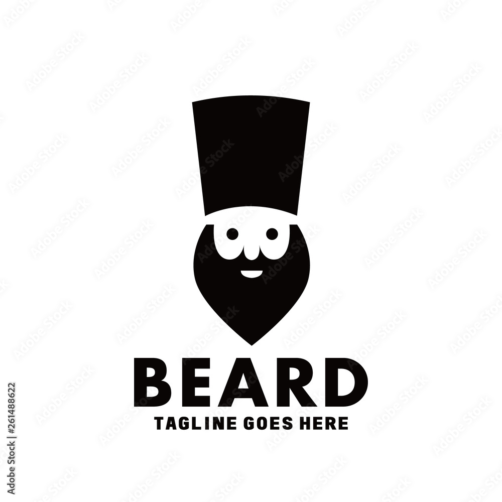 Beard Logo Design Inspiration. Flat And Classic Icon. Men Character Symbol. Barbershop Graphic Vector. Fashion Logotype.