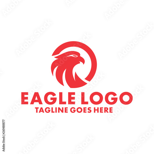 Eagle Logo Design Inspiration. Flat And Modern Icon. Face Animal Character Symbol. Luxury Graphic Vector. Royal And Unique Logotype. Emblem For Company And Business.