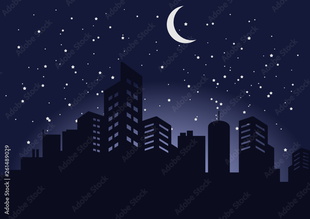 city at night silhouette design