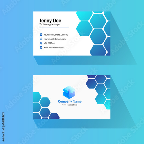 Abstract Modern Businesscard Design Blue Hexagonal