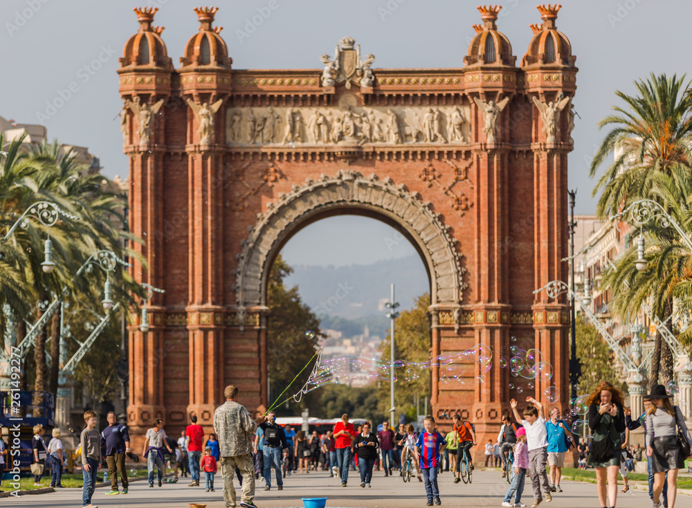A view of Famous Arc de Triomphe in Barcelona