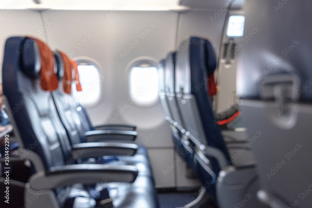 Fototapeta premium Blurred Picture of Cabin an airplane as Background