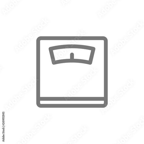Body weigher, libra and floor scales line icon.