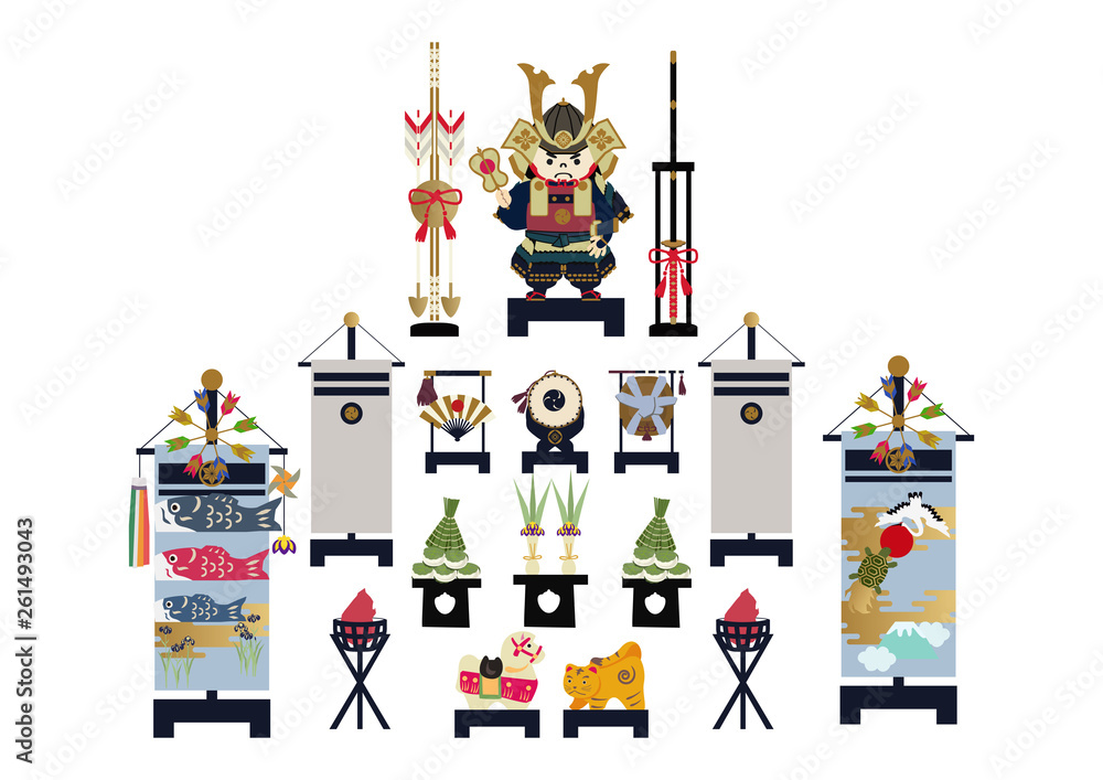 鎧武者 端午の節句のイメージ 日本の季節のイラスト 五月人形 こどもの日のイラスト素材 Stock Vector Adobe Stock