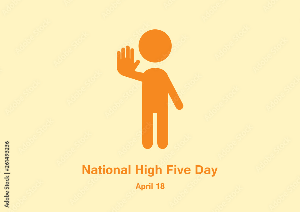 National High Five Day vector. Figure give high five. Orange silhouette man. Funny american holiday in april. Important day National High Five Day vector. Figure give high five. Orange silhouette man. Funny american holiday in april. Important day