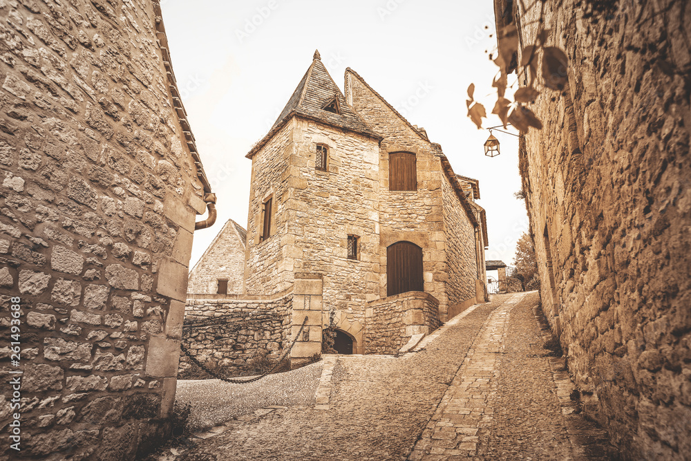 Old stone house in the village of Beynac, France, Dordogne region