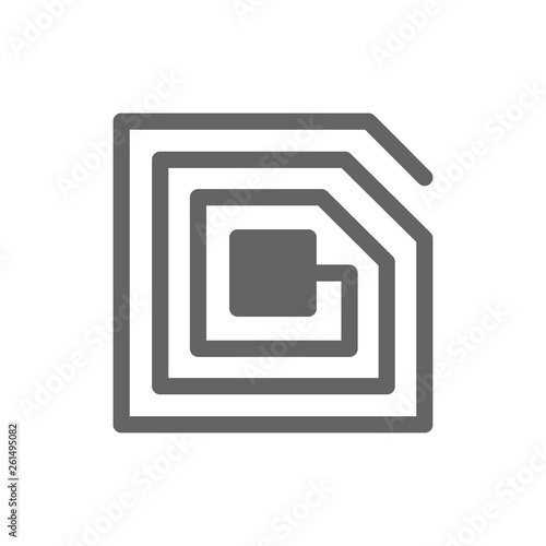 RFID chip line icon.
