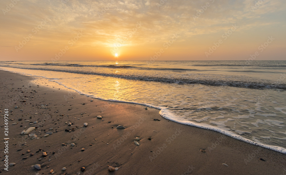 Sunrise in a sandy beach in Cyprus