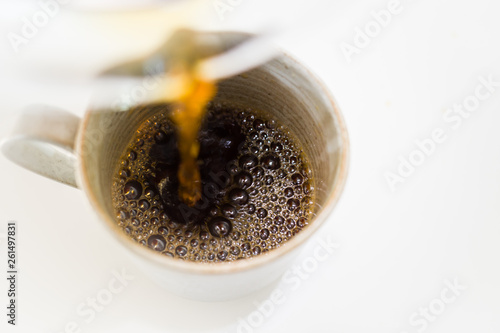 Pouring coffee