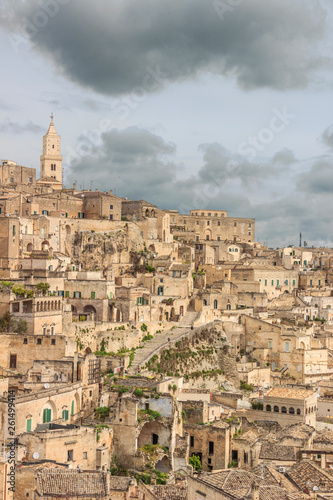 Viewpoint of the ancient town of Matera (Sassi di Matera), European Capital of Culture 2019, Basilicata region.