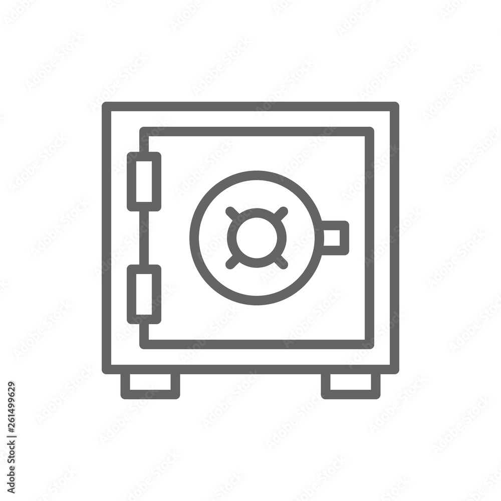 Bank safe, money deposit, security box, strongbox line icon. Bank safe, money deposit, security box, strongbox line icon.