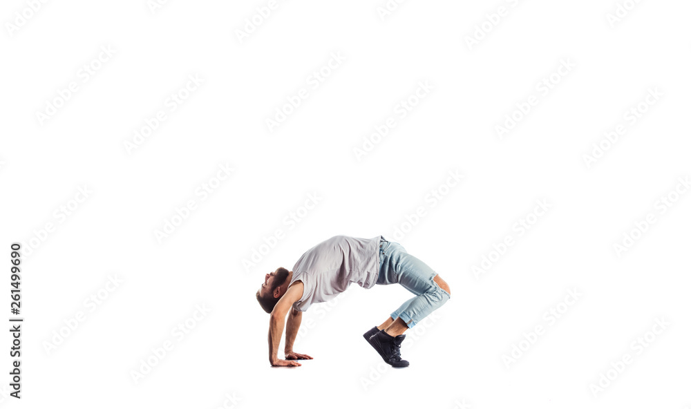 Man showing aerobic moves Man showing aerobic moves